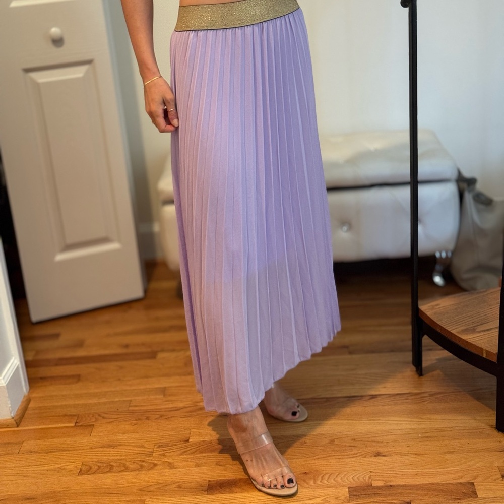 Lavender Pleated Maxi Skirt